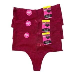 Maidenform Smooth It Out Lace Higher Rise Thong Lot Of 3 NEW